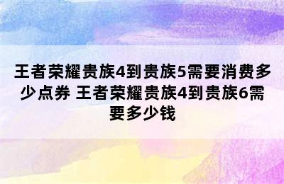 王者荣耀贵族4到贵族5需要消费多少点券 王者荣耀贵族4到贵族6需要多少钱